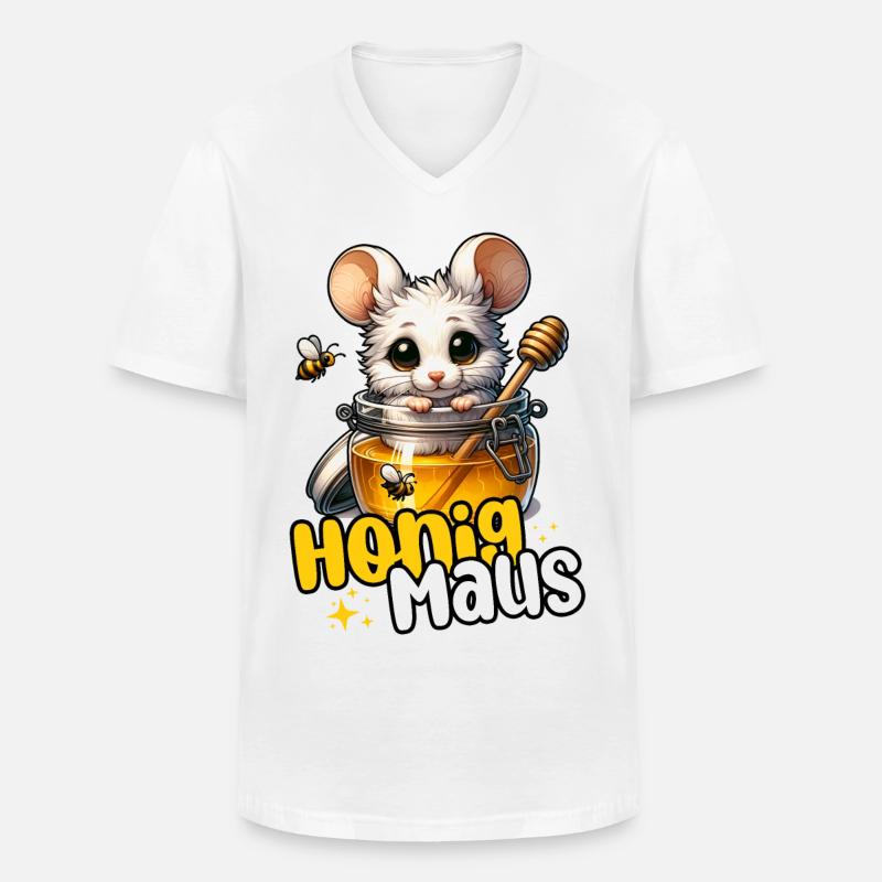 Honigmaus – Süße Maus im Honigglas - Männer-T-Shirt mit V-Ausschnitt - Weiß