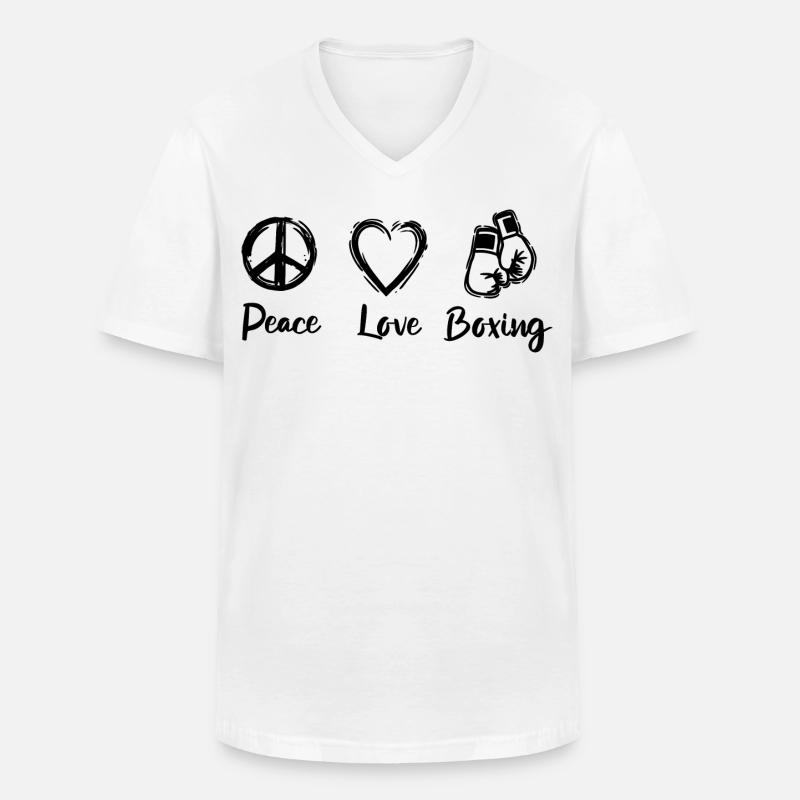 Boxer Liebe - Männer-T-Shirt mit V-Ausschnitt - Weiß