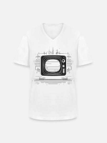 Retro TV Drawing - Men's V-Neck T-Shirt - white