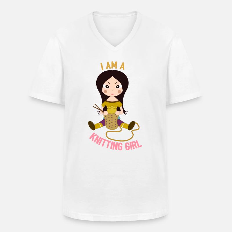 Ich bin ein Strickmädchen - Männer-T-Shirt mit V-Ausschnitt - Weiß