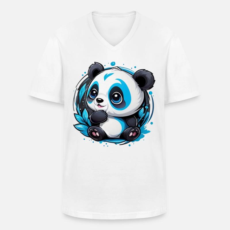 Panda Bär klein und süß - Männer-T-Shirt mit V-Ausschnitt - Weiß