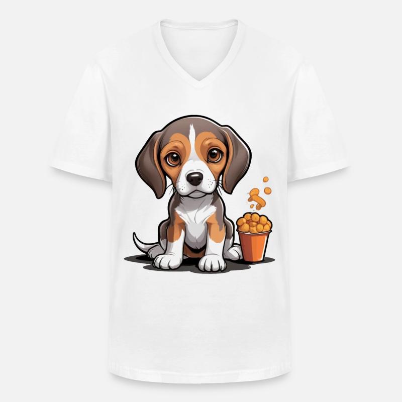 Beagle Snack Time - Männer-T-Shirt mit V-Ausschnitt - Weiß