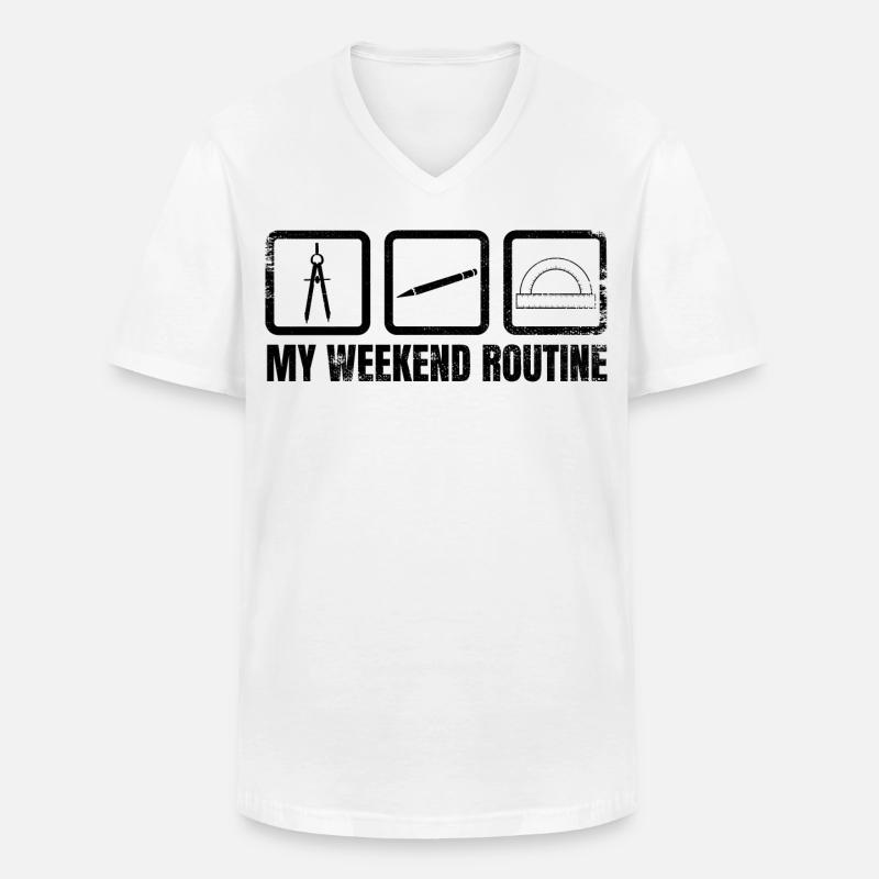 Meine Wochenendroutine - Männer-T-Shirt mit V-Ausschnitt - Weiß