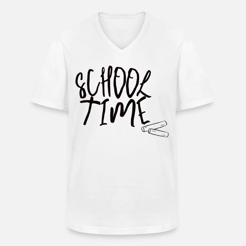School Time – Minimal Schulstart Design - Männer-T-Shirt mit V-Ausschnitt - Weiß