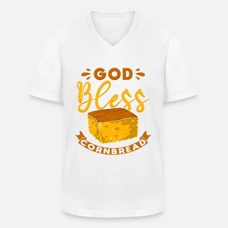 God Bless Cornbread - Männer-T-Shirt mit V-Ausschnitt - Weiß