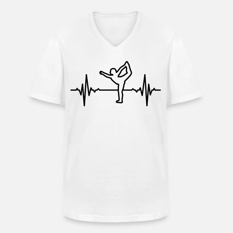 Yogini Herzfrequenz - Männer-T-Shirt mit V-Ausschnitt - Weiß