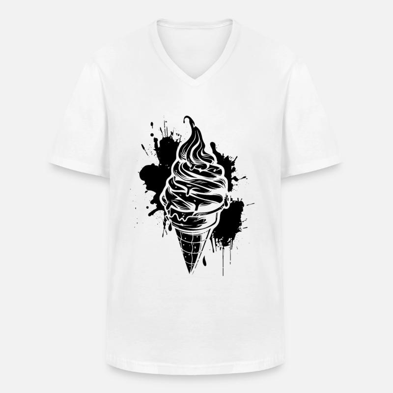 Eiswaffel Softeis - Männer-T-Shirt mit V-Ausschnitt - Weiß
