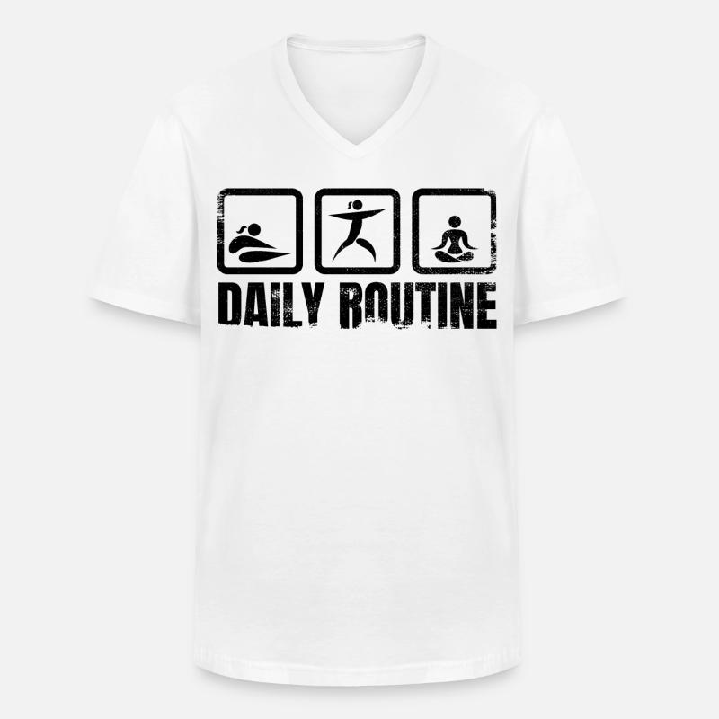 Yogi Daily Routine - Männer-T-Shirt mit V-Ausschnitt - Weiß