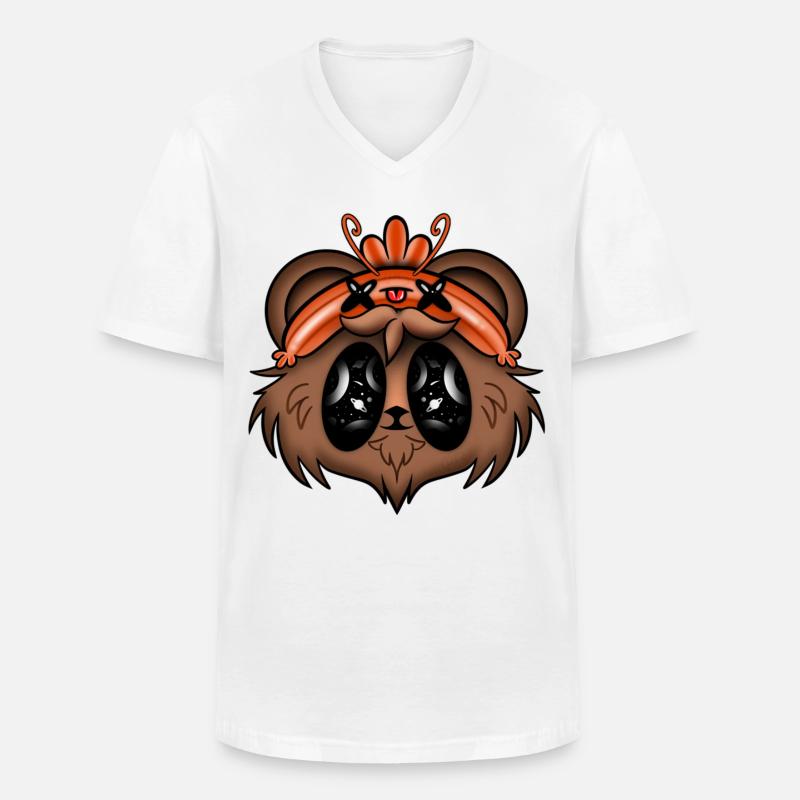 Der Bär mit der Garnelenkappe - Männer-T-Shirt mit V-Ausschnitt - Weiß
