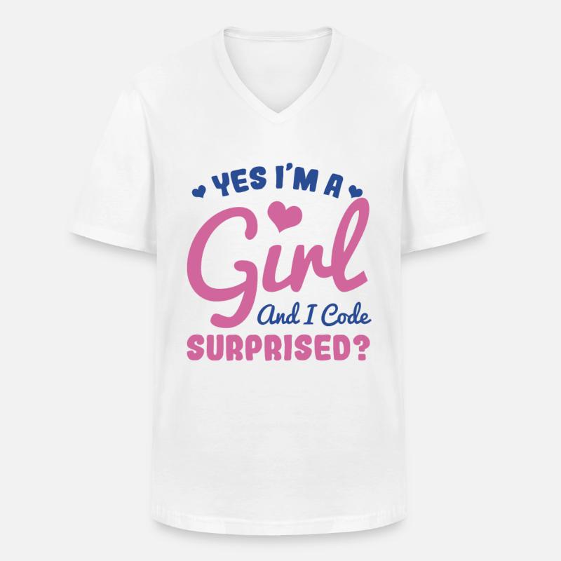 Mädchen und Programmiererin - Männer-T-Shirt mit V-Ausschnitt - Weiß