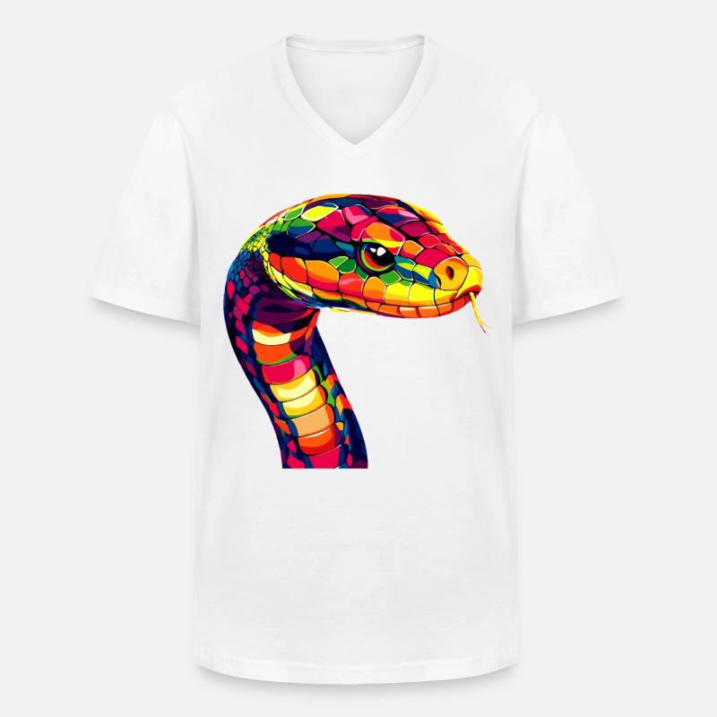 Schlange Python Kobra Mamba Klapperschlange Snake - Männer-T-Shirt mit V-Ausschnitt - Weiß