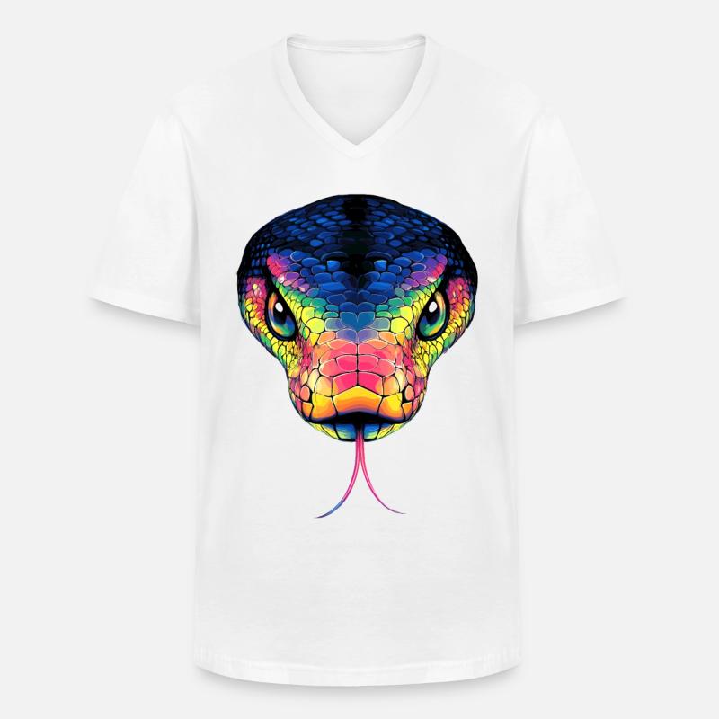 Schlange Python Kobra Mamba Klapperschlange Snake - Männer-T-Shirt mit V-Ausschnitt - Weiß