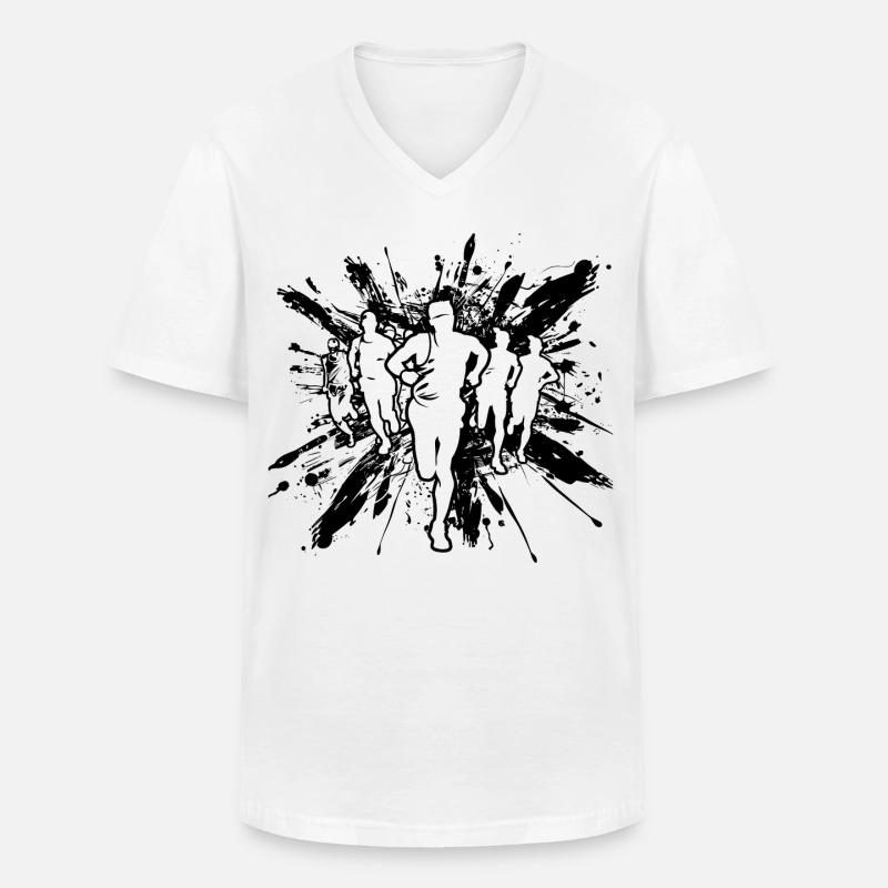 Läufer - Männer-T-Shirt mit V-Ausschnitt - Weiß