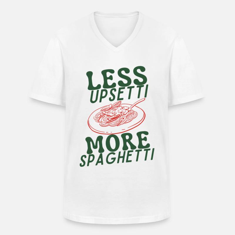 Less Upsetti More Spaghetti - Männer-T-Shirt mit V-Ausschnitt - Weiß