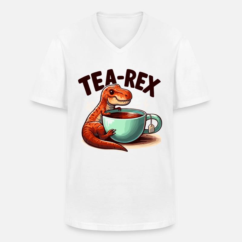 Tee Rex Tee-Rex Teetrinker Geschenk - Männer-T-Shirt mit V-Ausschnitt - Weiß