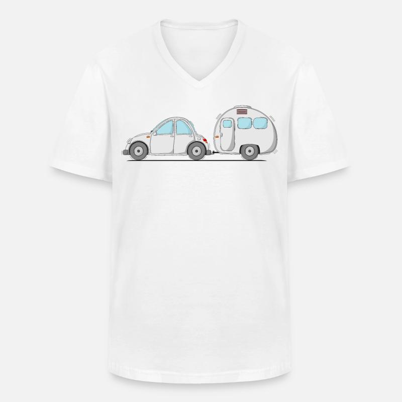 Auto mit Wohnwagen Grau - Männer-T-Shirt mit V-Ausschnitt - Weiß