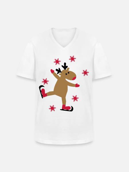 Funny moose for Christmas - Men's V-Neck T-Shirt - white