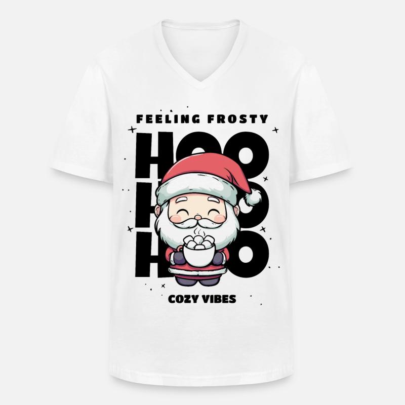 Weihnachten Pullover - Weihnachtsmann, Geschenk - Männer-T-Shirt mit V-Ausschnitt - Weiß