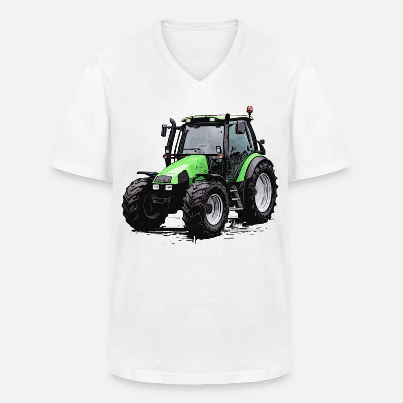 Agrotron 100 - Maglietta da uomo classica con scollo a V - bianco