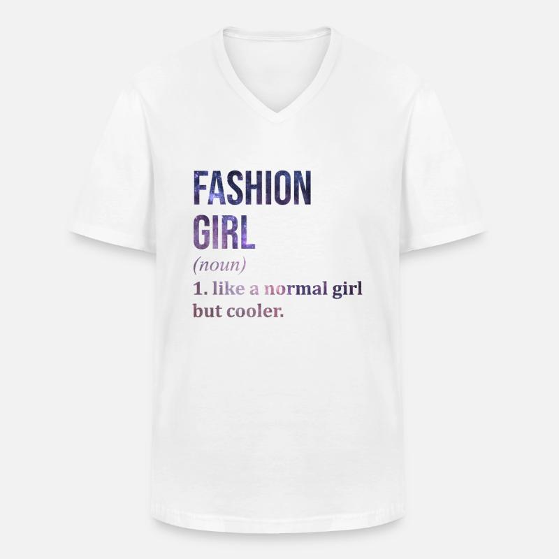 Mode - Männer-T-Shirt mit V-Ausschnitt - Weiß