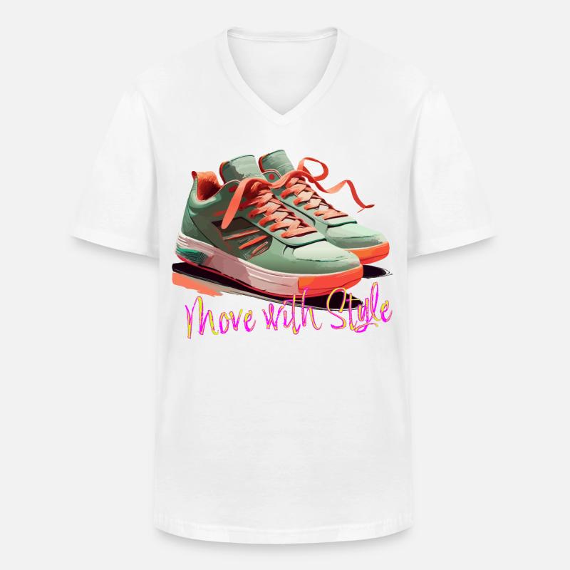 Move with Style Sneakers - Männer-T-Shirt mit V-Ausschnitt - Weiß