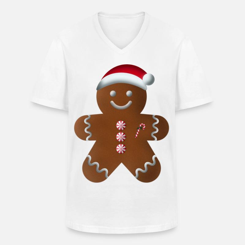 Lebkuchenmann_01 - Männer-T-Shirt mit V-Ausschnitt - Weiß
