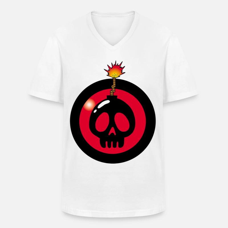 Explodierender Schädel - Männer-T-Shirt mit V-Ausschnitt - Weiß