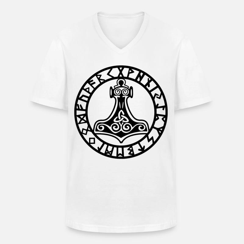 Schwarzer Wikingerhammer - Männer-T-Shirt mit V-Ausschnitt - Weiß