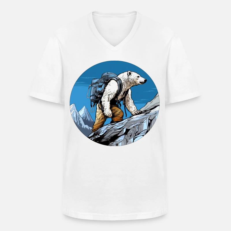 Eisbären Wandern / Bergsteiger Eisbär - Männer-T-Shirt mit V-Ausschnitt - Weiß
