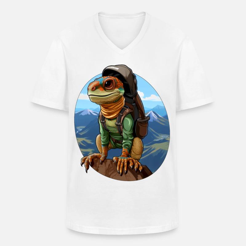 Eidechsen Bergsteiger / Wandern Eidechse - Männer-T-Shirt mit V-Ausschnitt - Weiß