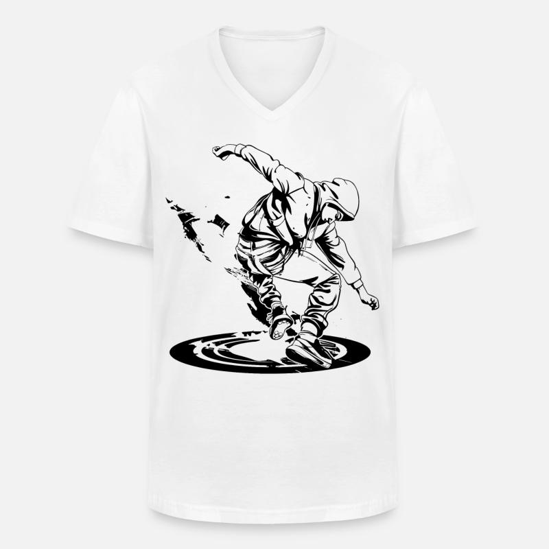 Breakdancer Zeichnung - Männer-T-Shirt mit V-Ausschnitt - Weiß