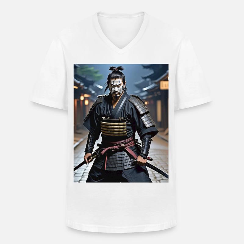 Samurai Krieger. - Männer-T-Shirt mit V-Ausschnitt - Weiß