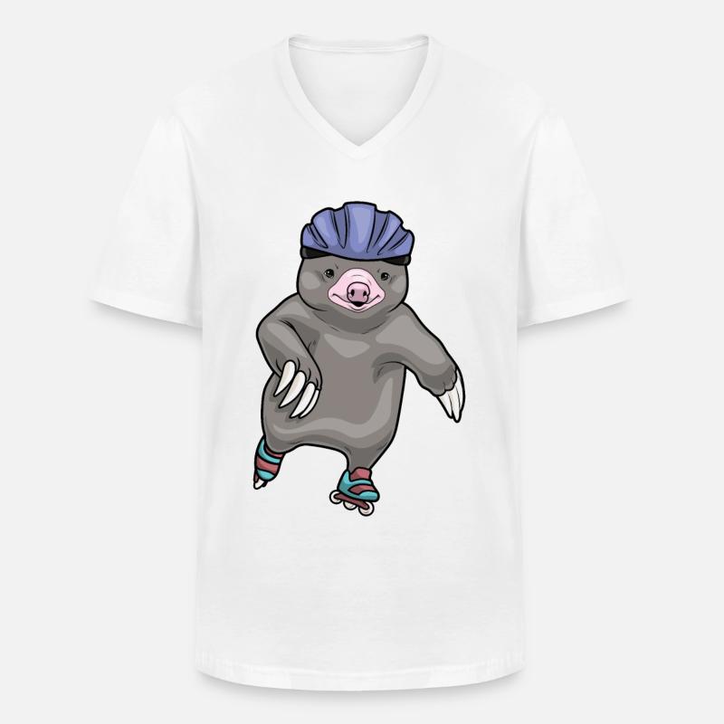 Maulwurf Inline skating Inline skates - Männer-T-Shirt mit V-Ausschnitt - Weiß