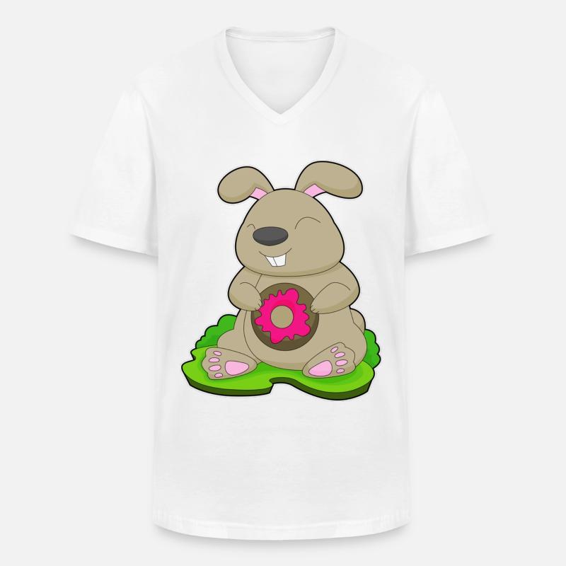 Hase Donut - Männer-T-Shirt mit V-Ausschnitt - Weiß