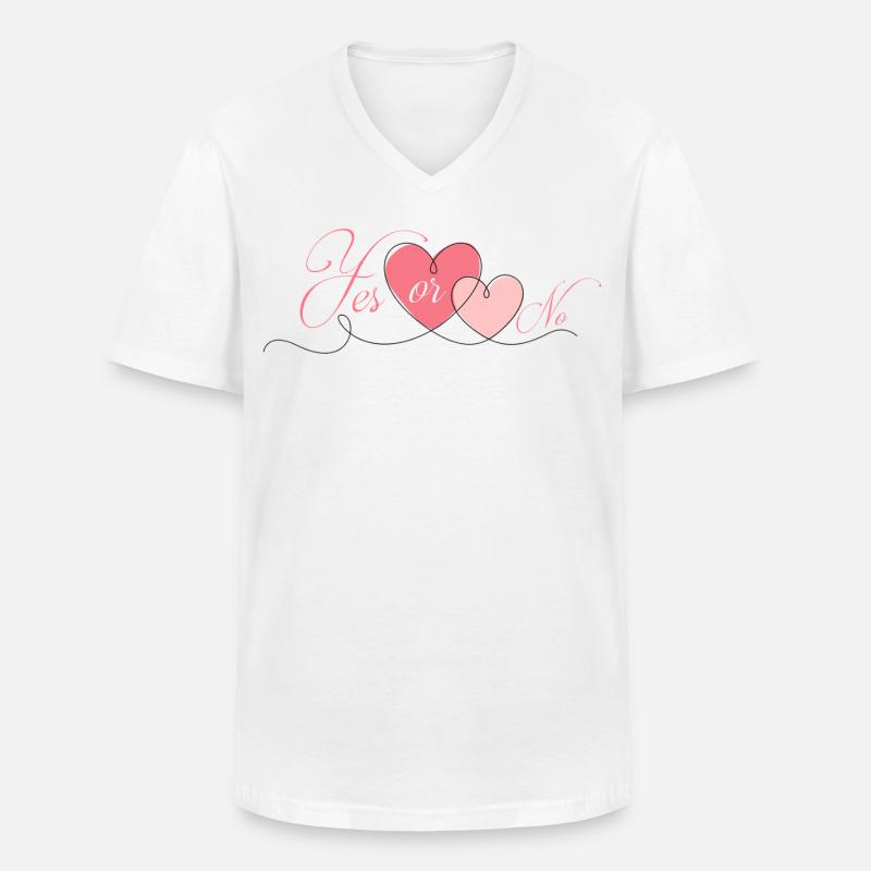 JA ODER NEIN - Männer-T-Shirt mit V-Ausschnitt - Weiß