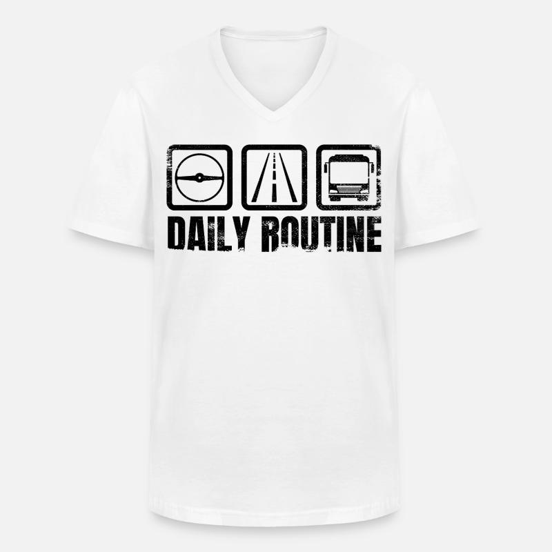 Busfahrer Routine - Männer-T-Shirt mit V-Ausschnitt - Weiß