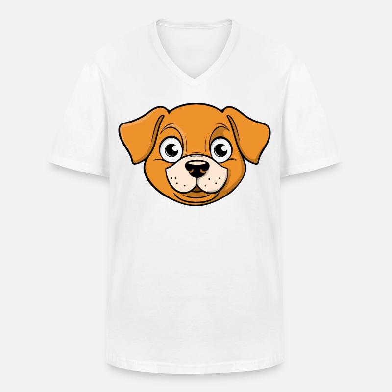 Fröhliches Bild eines Hundekopfes - Männer-T-Shirt mit V-Ausschnitt - Weiß
