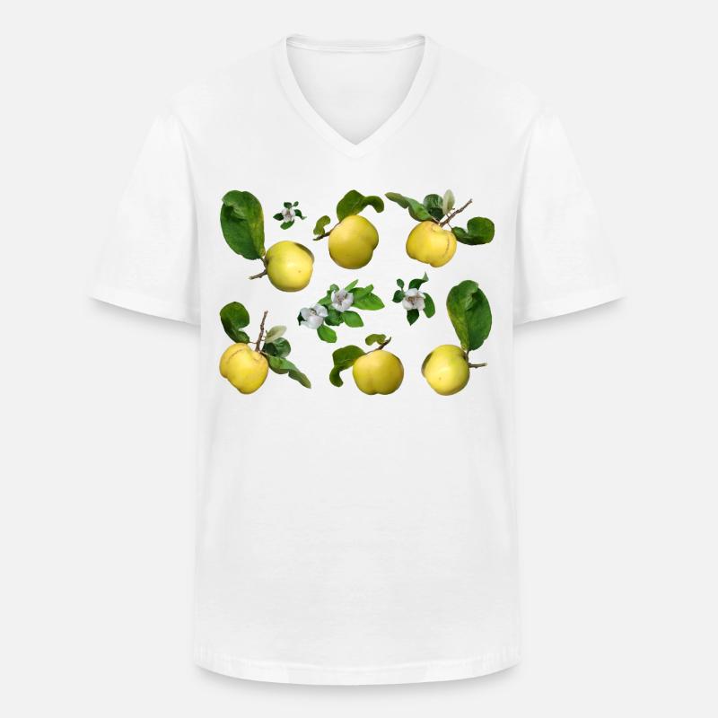 Quitten mit Quittenblüten - Männer-T-Shirt mit V-Ausschnitt - Weiß