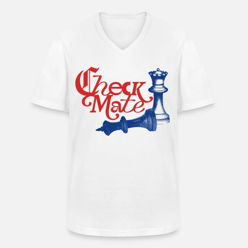 Check Mate Statement - Männer-T-Shirt mit V-Ausschnitt - Weiß