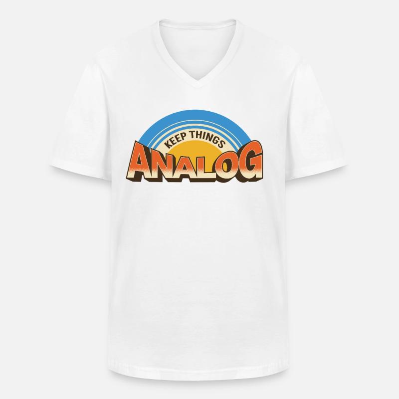 Keep Things Analog – Retro Tech Statement - Men's V-Neck T-Shirt - white