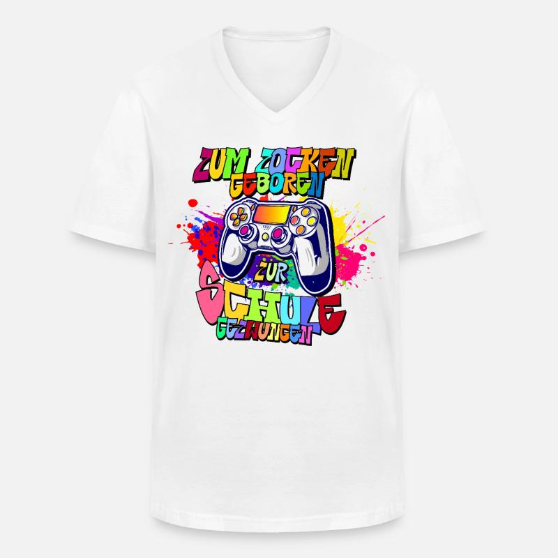 Graffiti Controller Neonfarben progamer - Männer-T-Shirt mit V-Ausschnitt - Weiß