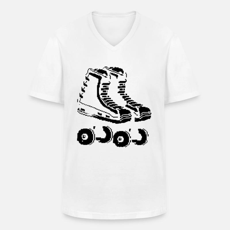 Roller Skates Pixel Kunst - Männer-T-Shirt mit V-Ausschnitt - Weiß
