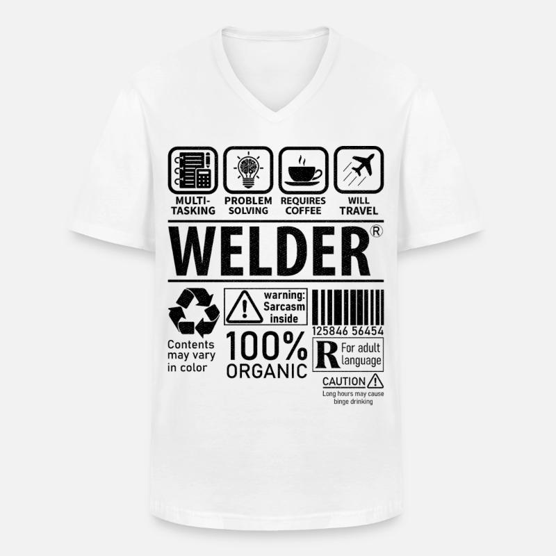 Welder multi tasking problem solving requires - Männer-T-Shirt mit V-Ausschnitt - Weiß