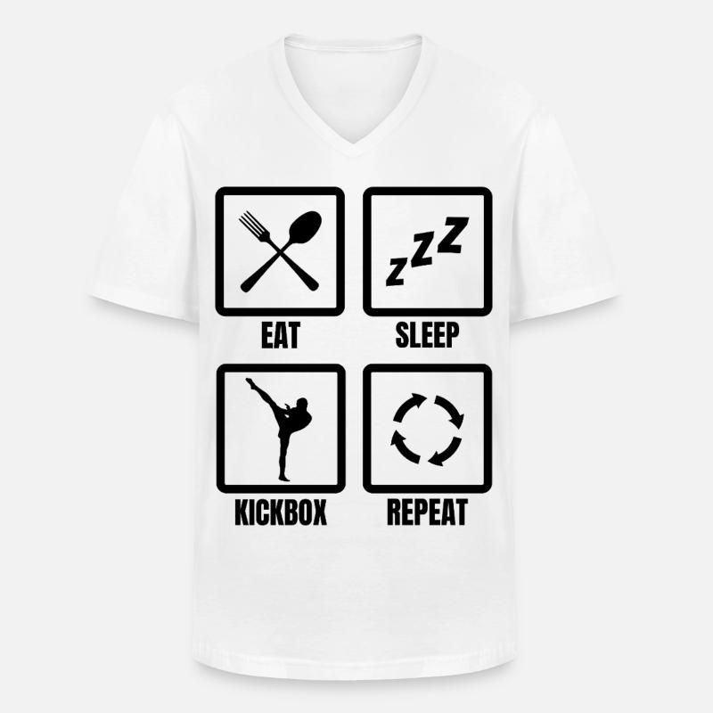 Tägliche Routine für Kickboxer - Männer-T-Shirt mit V-Ausschnitt - Weiß