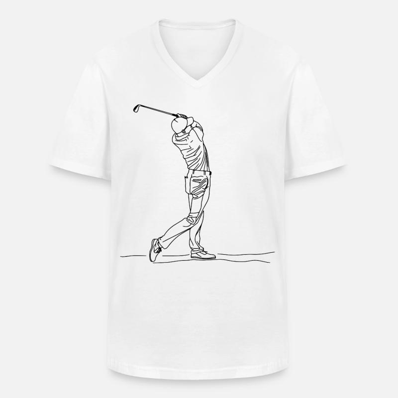 Golf Boy One Line Drawing - Männer-T-Shirt mit V-Ausschnitt - Weiß