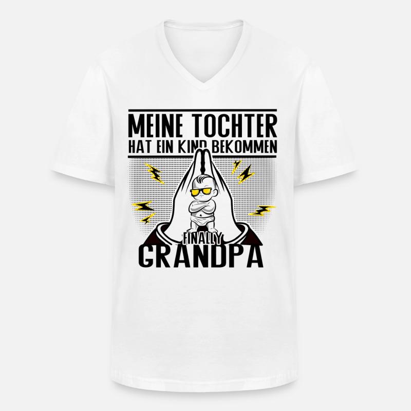 Endlich Opa – Tochter sei Dank! - Männer-T-Shirt mit V-Ausschnitt - Weiß