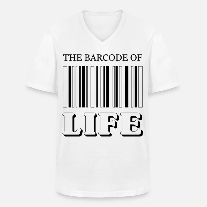 Le code-barres de la vie / Der Strichcode des Lebens - T-shirt col V Homme - blanc