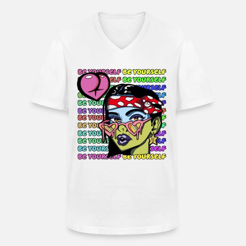Seien Sie Sie selbst - Männer-T-Shirt mit V-Ausschnitt - Weiß