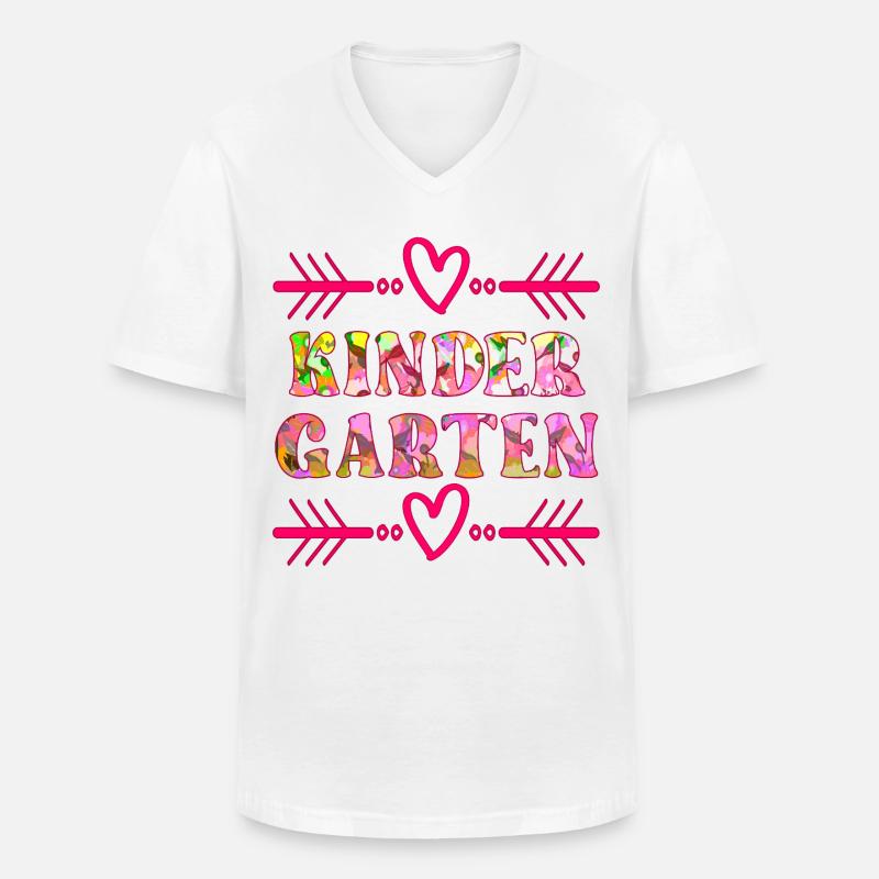 KINDERGARTEN FLORALES MUSTER - Männer-T-Shirt mit V-Ausschnitt - Weiß