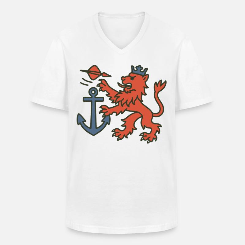Düsseldorfer Löwe mit Dartpfeil - Männer-T-Shirt mit V-Ausschnitt - Weiß